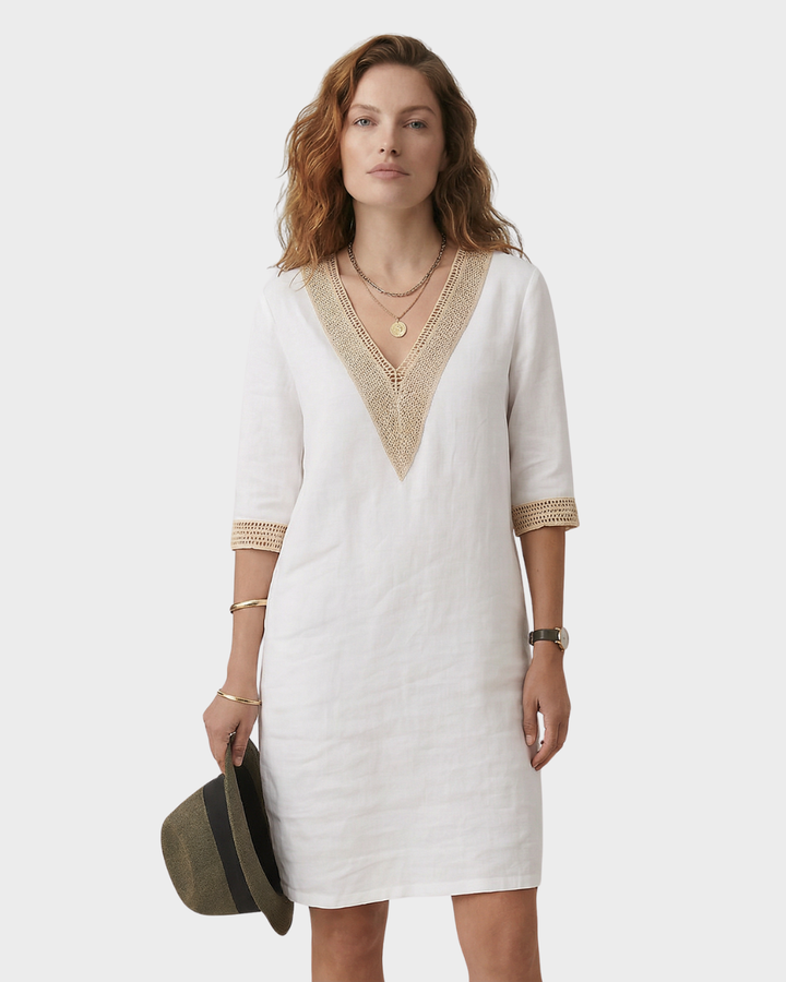 Vestido de lino con detalles de encaje para primavera