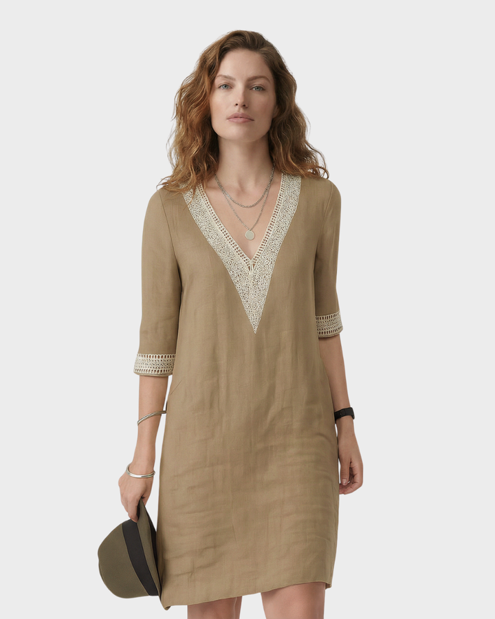 Vestido de lino con detalles de encaje para primavera