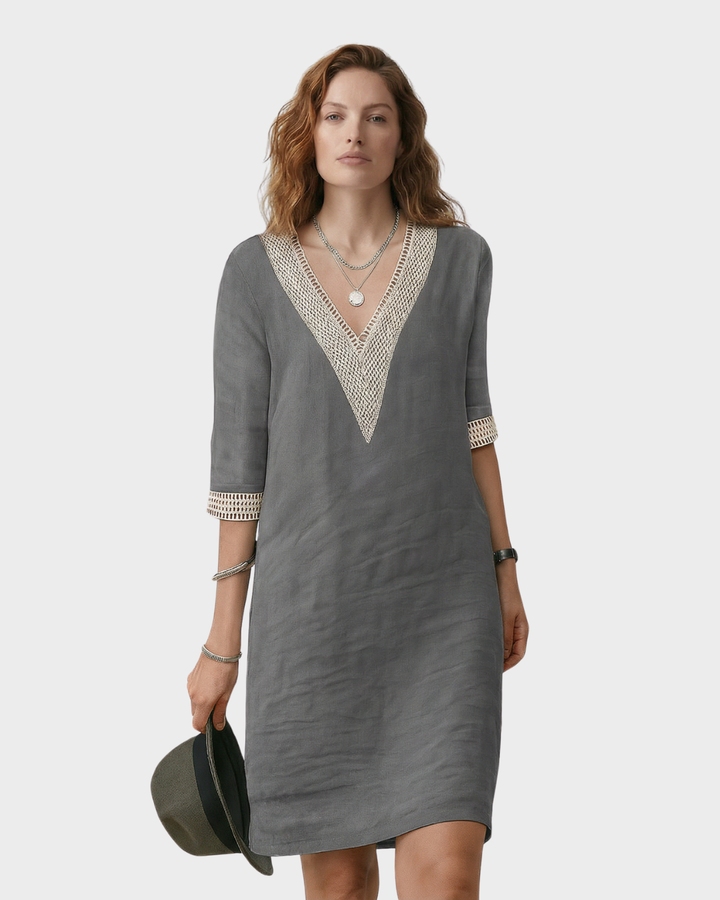 Vestido de lino con detalles de encaje para primavera