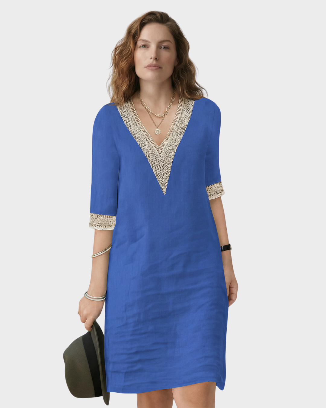 Vestido de lino con detalles de encaje para primavera