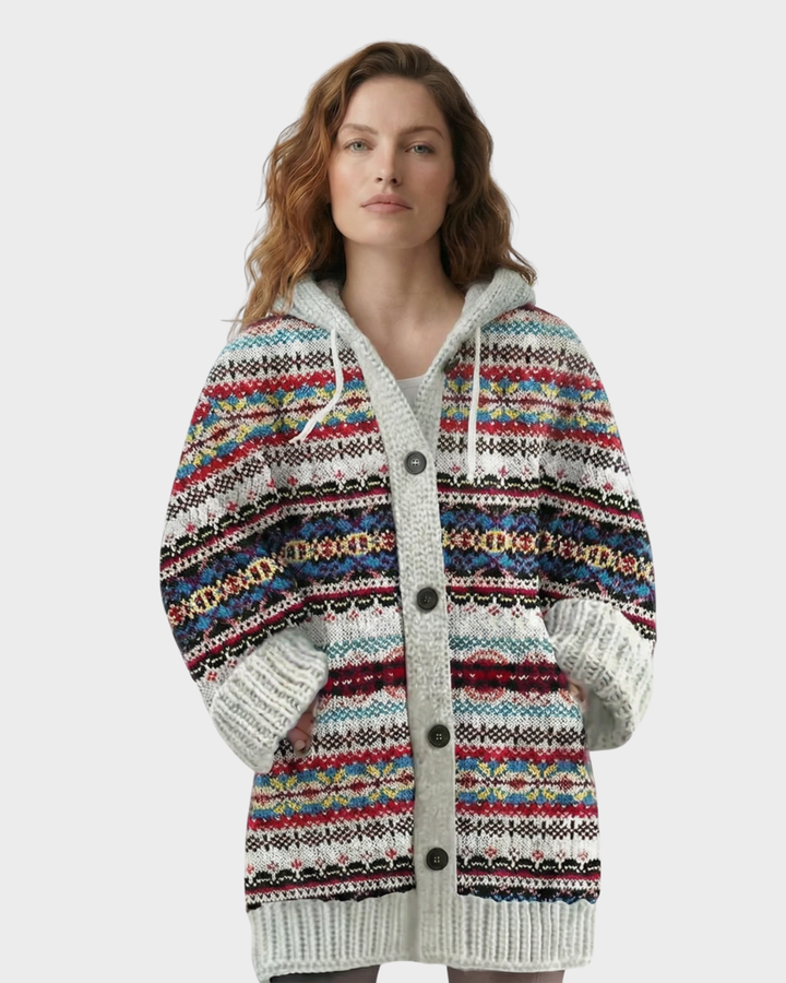 Cárdigan de Punto con Estampado de Colores